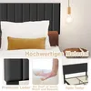 A bed with pillows and a headboard, with close-up images of materials and texture. Náhled obrázku produktu