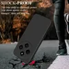 A black phone case is shown falling onto cracked pavement, with a person's legs in athletic wear in the background. Produktbild-Vorschau