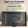The back of a TV is shown with diagrams indicating VESA mount compatibility. Produktbild-Vorschau