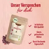 A product shot of a pouch of hibiscus flowers with marketing text and icons. Produktbild-Vorschau