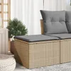 Gartenhocker mit Kissen Beige 55x55x37 cm Poly Rattan Produktbild-Vorschau 2