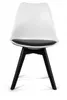 A white and black dining chair with black legs, shown from the front on a white background. Produktbild-Vorschau