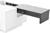 A white cabinet with a pull-out drawer or shelf on black drawer slides. Podgląd zdjęcia produktu