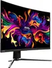 A curved computer monitor displaying a colorful, abstract image. Produktbild-Vorschau