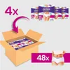 A cardboard box filled with packs of Always Discreet incontinence slips, with promotional text and graphics indicating quantity. Podgląd zdjęcia produktu