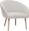 Miliboo - Sessel im beigen Samtdesign mit hellen Holzfüßen Produktbild-Vorschau 1