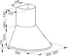 A technical drawing with dimensions of a range hood. Produktbild-Vorschau
