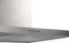 A close-up of the control panel and top section of a stainless steel range hood. Produktbild-Vorschau