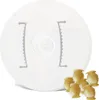 A white pasta maker attachment with several small pasta shapes in the foreground. Produktbild-Vorschau