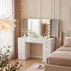 VANITII make-uptafel met verlichte LED-spiegel, dimbare Productafbeelding-voorbeeld 3