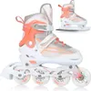 A pair of white and orange inline skates with a smaller image of ice skates in the background. Anteprima dell’immagine prodotto
