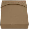 A close-up, top-down view of a beige fitted sheet, folded. Produktbild-Vorschau