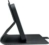 A black tablet case is propped up on a white background. Náhled obrázku produktu