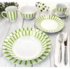 12dílný jídelní servis Split green stripes porcelánový Náhled obrázku produktu 7