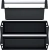 Two black tool organizers are shown stacked on a white background. The top organizer has a silver handle. The bottom organizer has a silver handle and mounting brackets on the sides. Voir les images du produit