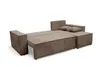 A brown sectional sofa with a pull-out bed mechanism extended. Produktbild-Vorschau