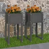 Pflanzkübel 2 Stk. Grau 40x40x81 cm Massivholz Kiefer Produktbild-Vorschau 2