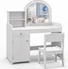 2 in 1 Schminktisch Kinder mit Hocker und LED-Spiegel, Produktbild-Vorschau 1