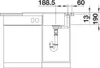 Technical drawing of a kitchen sink and dishwasher unit with dimensions. Podgląd zdjęcia produktu