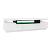 A white TV stand with a black frame and green LED lighting in the center. Produktbild-Vorschau