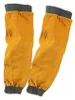 A pair of yellow leather arm sleeves with gray cuffs. Produktbild-Vorschau