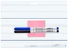 Two markers and a pink eraser are displayed on a white background with blue lines. Náhled obrázku produktu