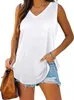 ASKSA Damen Bluse V-Ausschnitt Ärmellose Einfarbige T-Shirt Produktbild-Vorschau 3