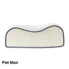 A white orthopedic pillow with blue trim on a white background. Produktbild-Vorschau