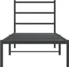 A black metal bed frame with a headboard, shown from the front against a white background. Podgląd zdjęcia produktu