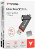 The image shows the retail packaging of a Verbatim Dual QuickStick flash drive. Náhľad obrázku produktu