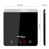 A digital kitchen scale with dimensions shown. Produktbild-Vorschau