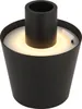 A black table lamp with a cylindrical insert and a glowing light source. Produktbild-Vorschau