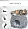 PawHut Rattan Weidenkorb für Katzen Katzenhütte mit 2 Produktbild-Vorschau 5