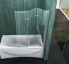 A modern bathroom with a white bathtub and a glass shower screen. Produktbild-Vorschau