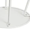 A close-up view of the base of a white metal table, showing its legs and the underside of the tabletop. Produktbild-Vorschau