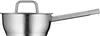 A stainless steel saucepan with a lid and handle, shown against a white background. Produktbild-Vorschau
