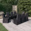 vidaXL 9-tlg. Garten-Essgruppe mit Kissen Schwarz Produktbild-Vorschau 2