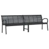 A black metal garden bench with two seating sections, shown against a white background. Produktbild-Vorschau