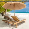 A beach scene with palm trees, lounge chairs, and a thatched umbrella. Anteprima dell’immagine prodotto