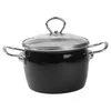 A black pot with a glass lid and silver handles, shown on a white background. Podgląd zdjęcia produktu