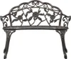 A bronze-colored garden bench with ornate rose and leaf detailing. Náhled obrázku produktu