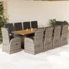 11-tlg. Garten-Essgruppe mit Kissen Grau Poly Rattan Produktbild-Vorschau 2