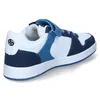 A side view of a blue and white sneaker with a velcro strap. Produktbild-Vorschau
