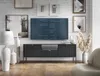 TV Lowboard Kioto 154 cm Schwarz & Schwarz – Rillenfront, Produktbild-Vorschau 2