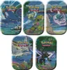 A collage of five Pokemon trading card game mini tin boxes, each featuring different Pokemon characters and artwork. Produktbild-Vorschau