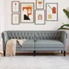 Divano Chesterfield 3 posti in tessuto grigio chiaro Anteprima dell’immagine prodotto 2
