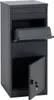 A dark gray parcel box with its lower door open, revealing a key in the lock. Anteprima dell’immagine prodotto