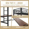 A collage of images showcasing details of a bunk bed, including a ladder, railing, and desk. Produktbild-Vorschau