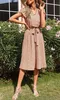 ASKSA Femme Robe d'été Fleurs Mi-longues Col V Robes Jupe Voir les images du produit 6