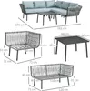 Outsunny 4 tlg. Rattan Gartenmöbel-Set, Sitzgarnitur mit Produktbild-Vorschau 3